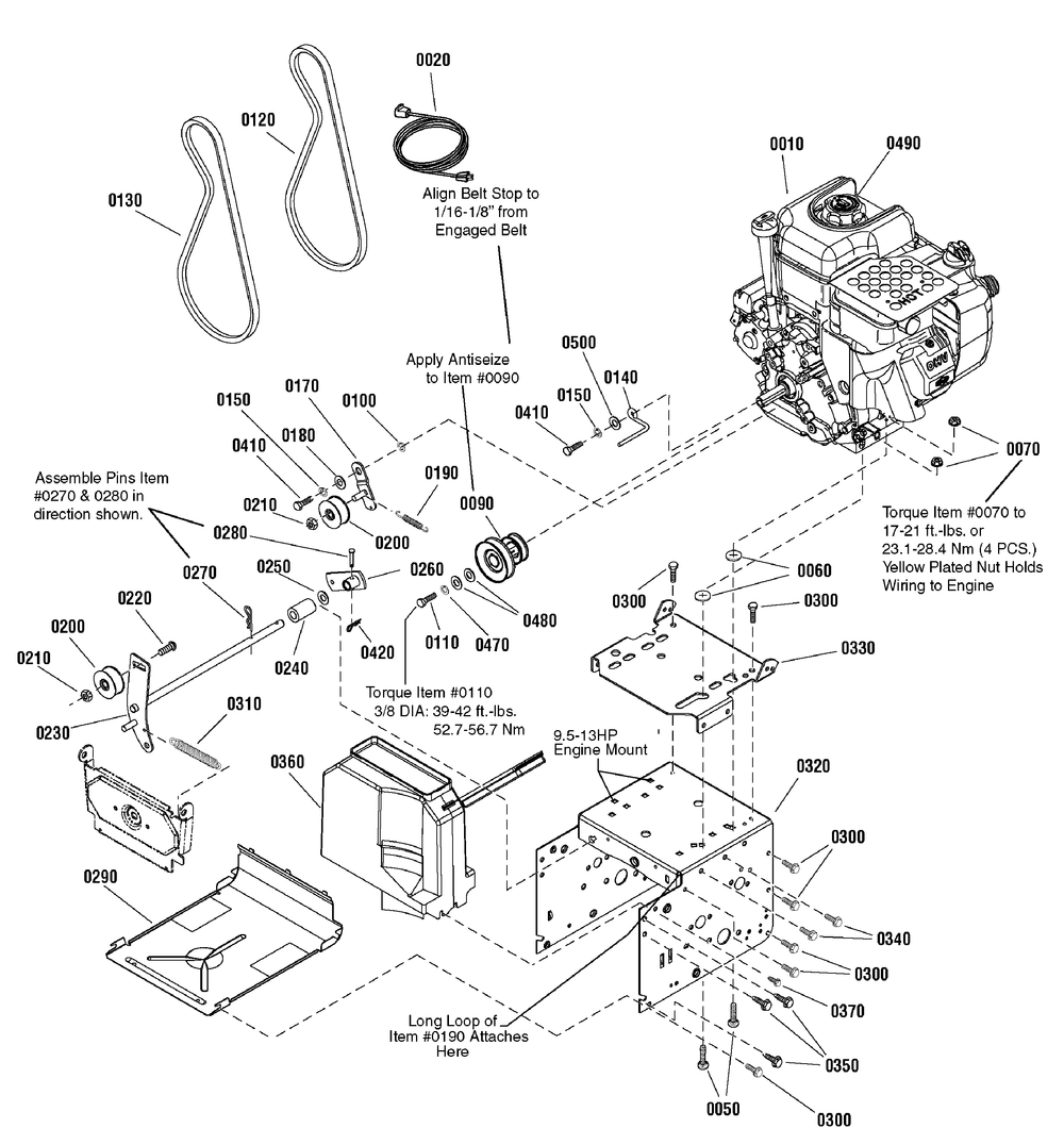 Engine And Frame Group Diagram and Parts List for 1695699-CL841650S 2009 Briggs and Stratton Snow Blower